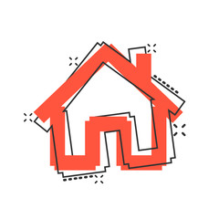 House building icon in comic style. Home apartment vector cartoon illustration pictogram. House dwelling business concept splash effect.