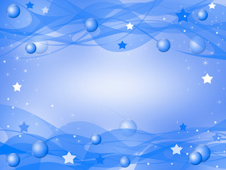 Blue background with a light soaring pattern with balls.