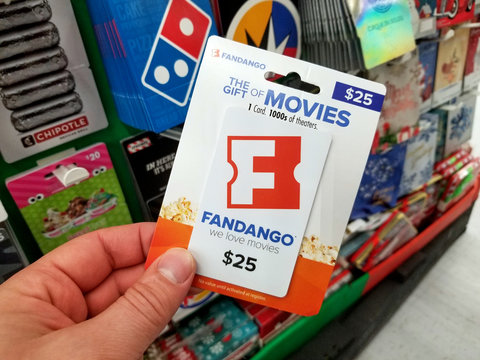 fandango gift card in a hand
