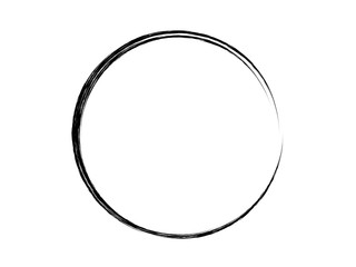 Grunge circle mafe with brush.Grunge oval shapoe made for marking.Isolated paint element.