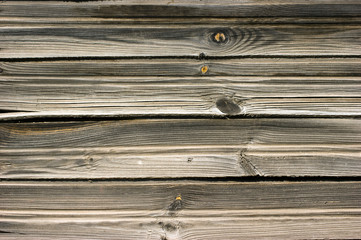 Old wooden wall consisting of boards. Texture of old wood in soft sunlight in a loft style.