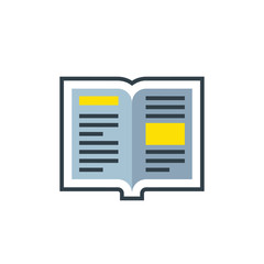 Book - flat icon in flat style design. Education library concept sin. Open book magazine with paper pages. Vector illustration. 
