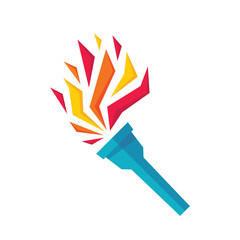 Torch with fire flame - concept sign vector illustration in flat style design.