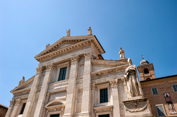 Fototapeta na wymiar Urbino. Landscape view of the cathedral of Urbino, Italy.