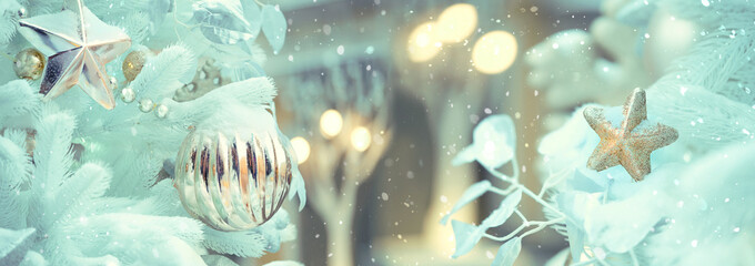 Merry Christmas and happy New Year concept. elegant glamorous new year decor and beautiful...