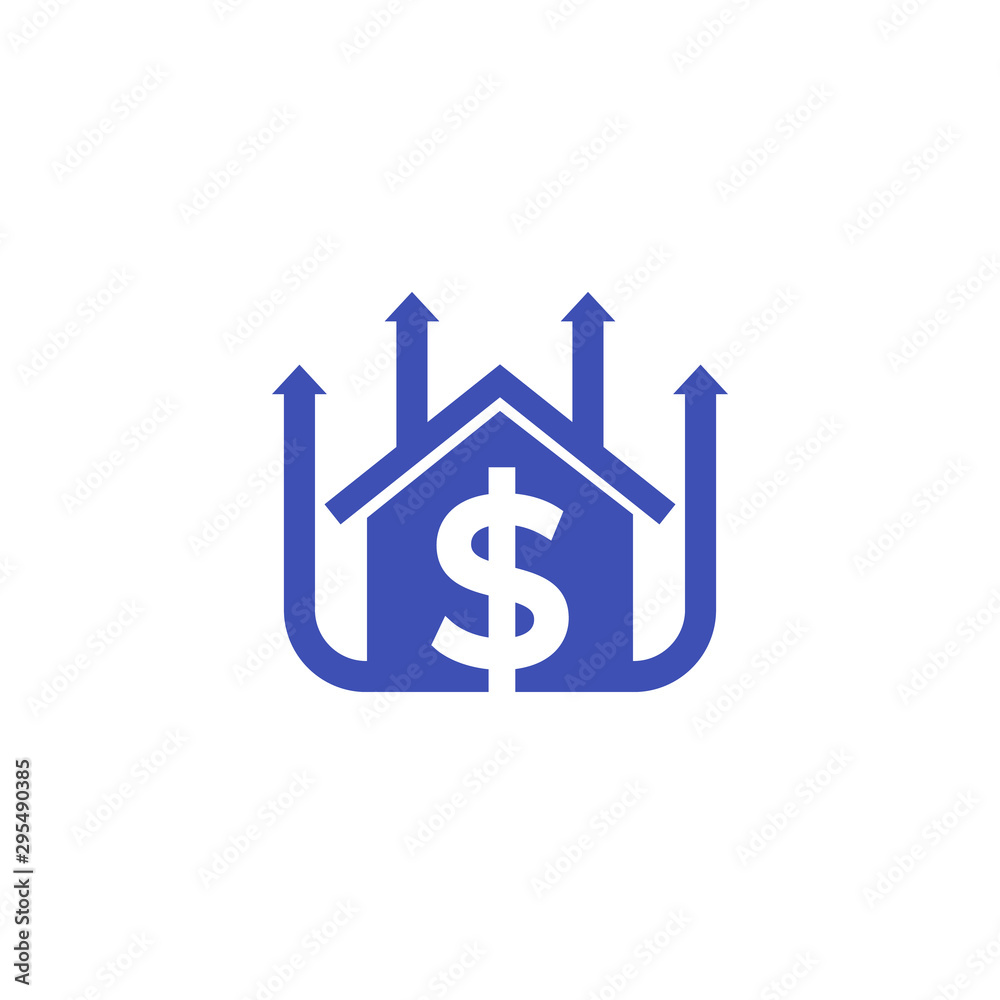 Wall mural house prices growing icon, vector