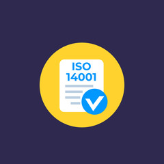 ISO 14001 icon, flat vector