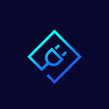 electric plug icon, linear vector logo