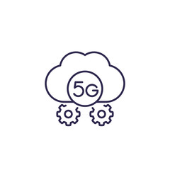 5G network icon with cloud, line