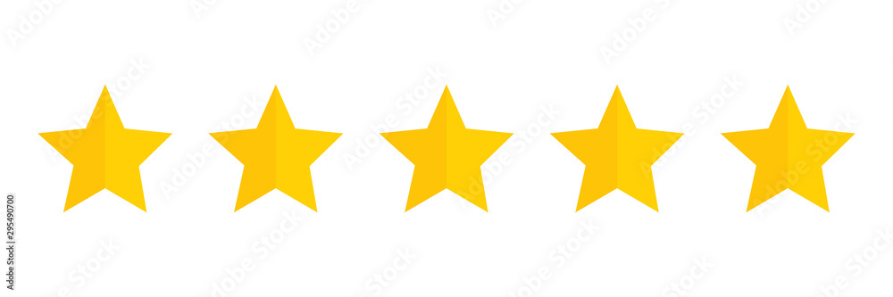 Wall mural five stars rating icon. five golden star rating illustration vector. premium quality customer servic