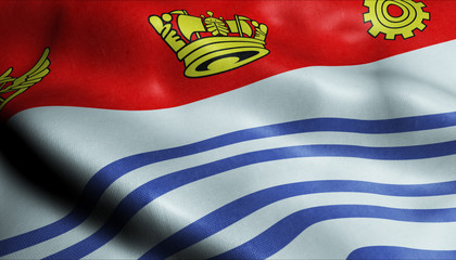 Naklejka premium 3D Waving Canada City Flag of Barrie Closeup View