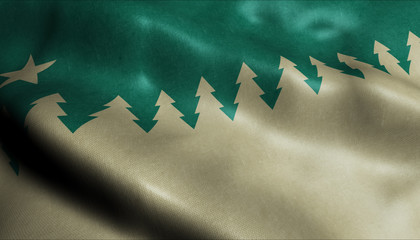 3D Waving Canada City Flag of Greater Sudbury Closeup View