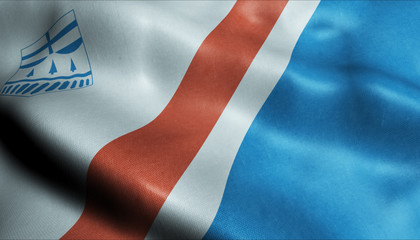 3D Waving Canada City Flag of St. Albert Closeup View