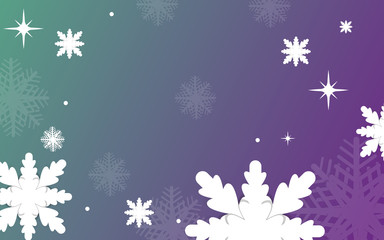 Beautiful white snowflakes on gradient background.