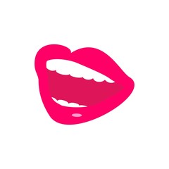 Large mouth with pink lips such as smile. Vector icon isolated on white background.