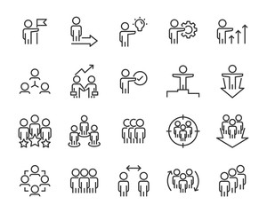 set of job icons, work, people, hr, cv, management, leader