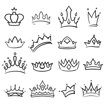 Simple Hand Drawing Crown Set