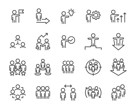 set of job icons, work, people, hr, cv, management, leader