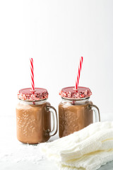 Hot cocoa with candy canes.
