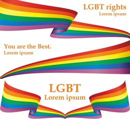 Rainbow flag, representing LGBT pride. (lesbian, gay, bisexual, and transgender). LGBT movement. Template for design. Bright, colorful vector illustration.