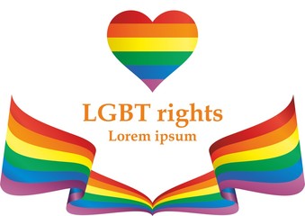 Rainbow flag, representing LGBT pride. (lesbian, gay, bisexual, and transgender). LGBT movement. Template for design. Bright, colorful vector illustration.