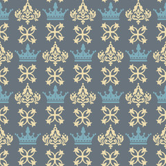 Vintage background pattern. Seamless pattern. Seamless old fashioned wallpaper. Classical art paper card with retro wallpaper for decoration. Vector graphic