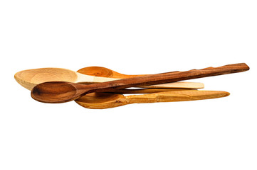 a few wooden spoons. isolate on a white background.