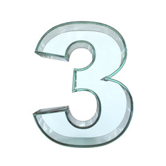 Fototapeta premium Glass font 3d rendering, number 3