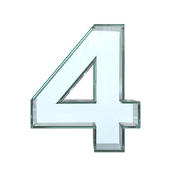 Glass font 3d rendering, number 4