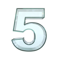Glass font 3d rendering, number 5