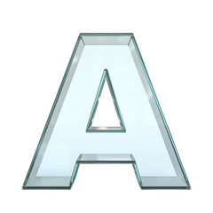 Glass font 3d rendering, letter A