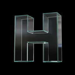 Glass font 3d rendering, letter H