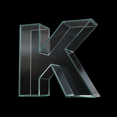 Glass font 3d rendering, letter K