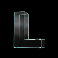 Glass font 3d rendering, letter L