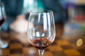Almost empty wine glass