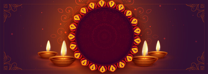 ethnic happy diwali banner with text space