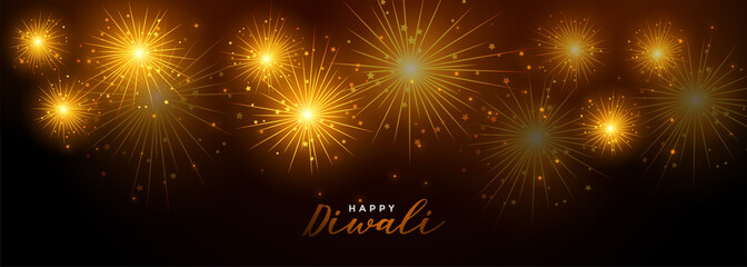 happy diwali fireworks festival celebration banner design