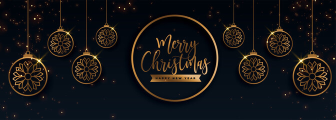 premium golden merry christmas decorative banner design