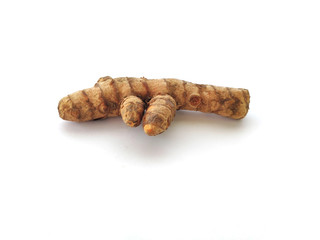 Curcuma heyneana known as Temu giring in Indonesia isolated on white background. Raw material for traditional medicine herb, alternative Health therapy for anthelmintic