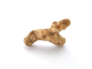 Curcuma heyneana known as Temu giring in Indonesia isolated on white background. Raw material for traditional medicine herb, alternative Health therapy for anthelmintic