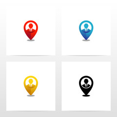 Location Pin And Businessman Logo Design