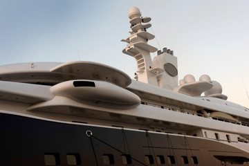 Radar communication and Navigation system  tower on a luxurious yacht .