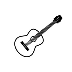 Guitar contour icon in black on a white background