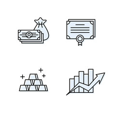 Financial management icons. Business assets. Save and investments symbols. Adjustable stroke width.