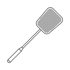 Fly swatter. Anti-fly weapon simple illustration. Flyswatter insect killing tool. Adjustable stroke width.