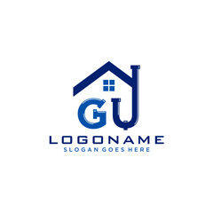 GU Initial for Plumbing Service logo icon vector