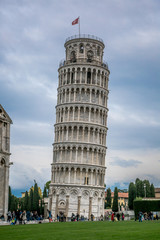 Fototapeta na wymiar Beautiful view of Piazza Miracoli, Cathedral, baptistery and leaning tower in Pisa, Tuscany, Italy