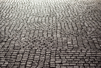 Cobblestone background of pavement