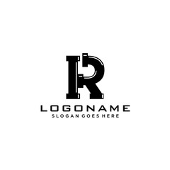 R Initial for Plumbing Service logo icon vector