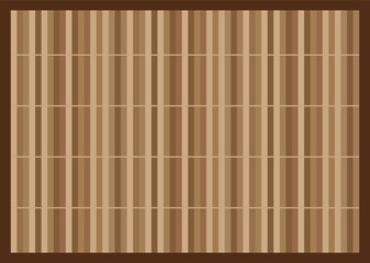 Brown Bamboo mat. Asian table cover made of woven bamboo. Japanese, Chinese table cloth. Table setting for meal. Natural eco friendly place mat. Table decoration. Vector illustration, top view.  